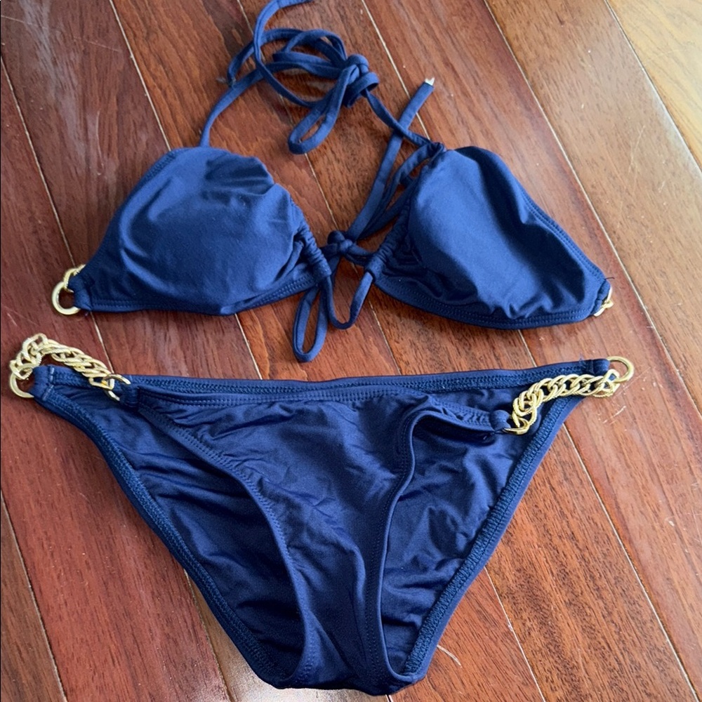L*space Navy Blue Bikini with Gold Accents